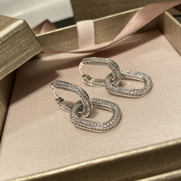 Platinum plated earrings - Picture 2 of 5